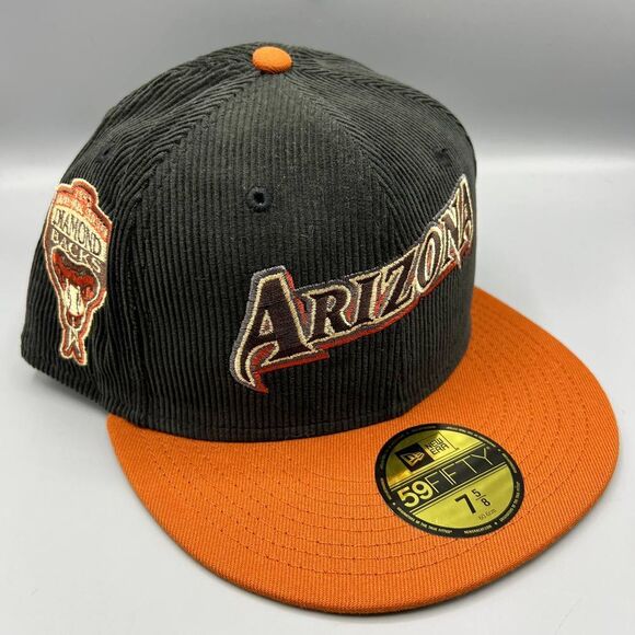 Arizona Diamondbacks Hat Men 7 5/8 Black Corduroy 59Fifty New Era MLB Fitted Cap